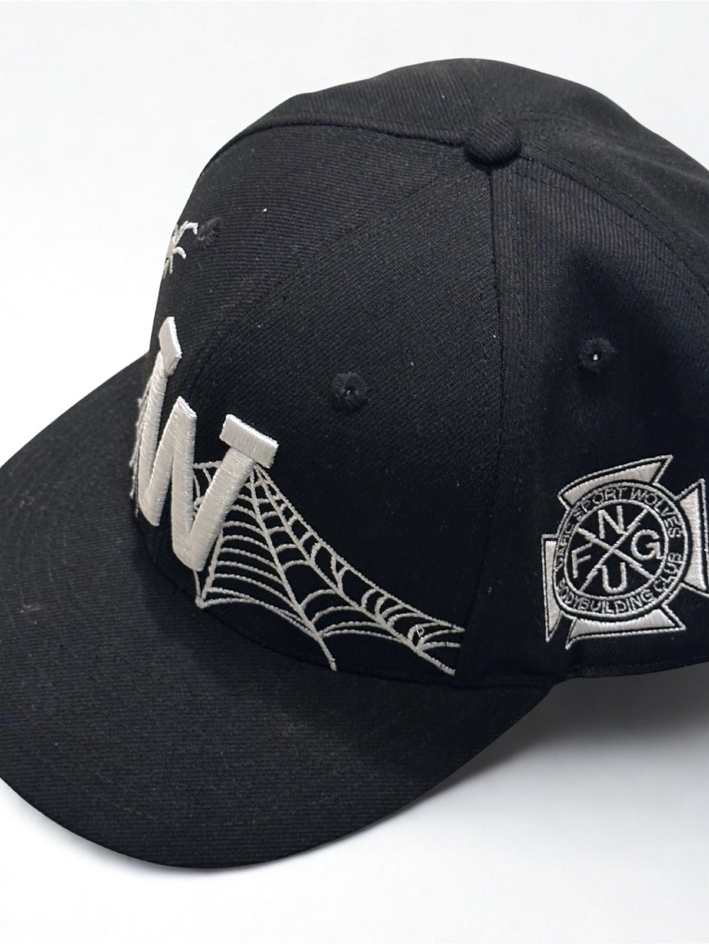 Darc Sport - Wolves Black Snapback Hat with White 'W' and Spider Web Embroidery - Picture 2 of 2